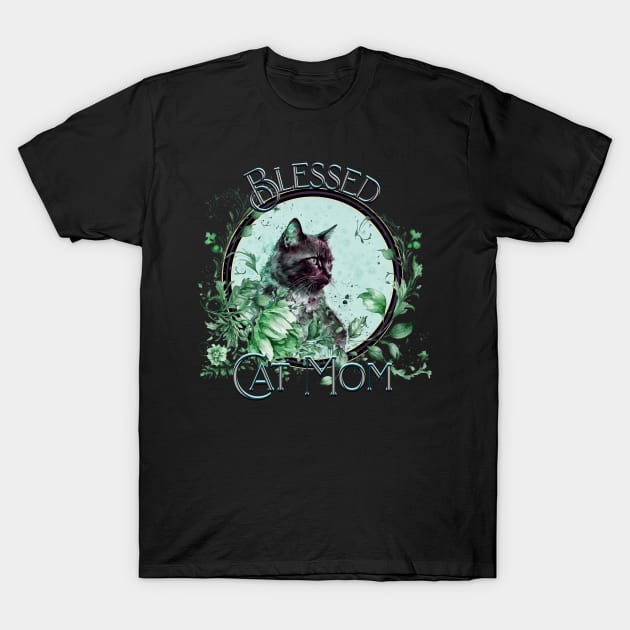Mother's Day Blessed Cat Mom Mint Nip Green T-Shirt by mythikcreationz